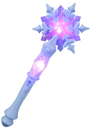 SAFIGLE Schneeflocke magischen Zauberstab:Led Prinzessinnen Leuchtender Schneeflocken Zauberstab Für Eispark Party Cosplay Weihnachten Halloween Partyzubehör Ohne Batterie 32cm