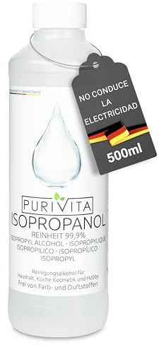 PURIVITA® Isopropanol 99,9% [500ML] - Reinigungsalkohol Isopropanol - Reiner Alkohol zum Reinigen von Haushalt & Industrie - Isopropylalkohol - Desinfektionsmittel Reiner Alkohol - Ethylalkohol