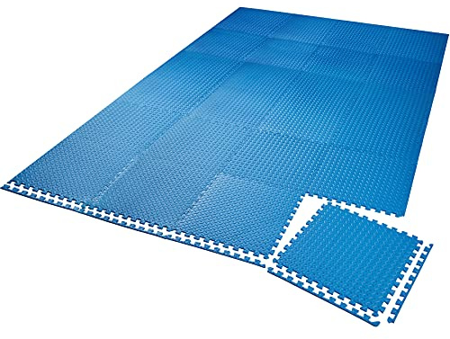 tectake Bodenschutzmatte, Puzzle Matte für den Boden, Schutzmatten für Fitness Übungen, Fitnessgeräte, als Fallschutzmatten indoor, Belag für Garagenboden, dicke Puzzlematten 61cm x 61cm