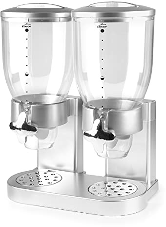 LACOR - 62597 - Spender für Getreide, trockene Früchte, Paste und Süßigkeiten, doppelter Behälter mit 3,5 l, Drehsystem, BPA-frei, 33 x 20 x 42 cm, Grau