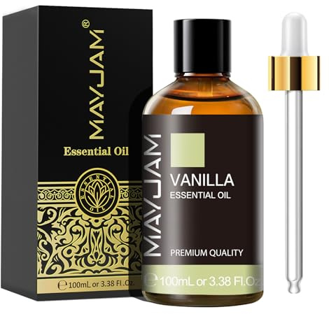 MAYJAM Vanille Ätherisches Öl 100ML, Vanilleöl für Diffusor, Luftbefeuchter, DIY, Home，Wardrobes