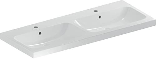 Geberit Doppelwaschtisch iCon 120x48cm, Hahnl. mit., m Überlauf, weiß