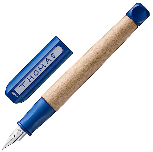 Lamy abc blue Füller mit polierter Stahlfeder in Strichbreite A | Lamy Füller mit ergonomischem Griff - robustes Ahorngehäuse - inkl. Tintenpatrone T 10 blau - Rechtshänder