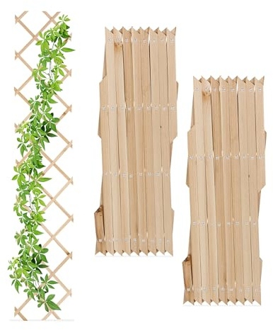 Relaxdays Rankgitter ausziehbar, 3er Set, Rankhilfe Kletterpflanzen, 180x30 cm, Garten, Balkon, Terrasse, Holz, Natur