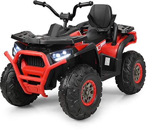 DREAMADE 12V Elektroquad für Kinder 3-8km/h Mit LED-Licht & MP3, Elektroauto ab 3 Jahre, Belastbar bis 50kg Mit Ladegerät (Rot)