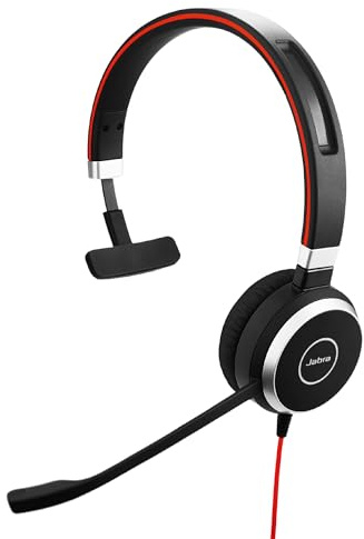 Jabra Evolve 40 MS Mono Headset – Microsoft Certified Headphones for VoIP Softphone with Passive Noise Cancellation – USB-Cable with Controller – Black