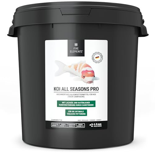 FIVE ELEMENTS® Koi All Seasons Pro | 8,4 kg 4,5 mm | hochwertiges Futter für Koi | ideal für Frühjahr | Lachsöl | Carotinoide zur natürlichen Farbverstärkung
