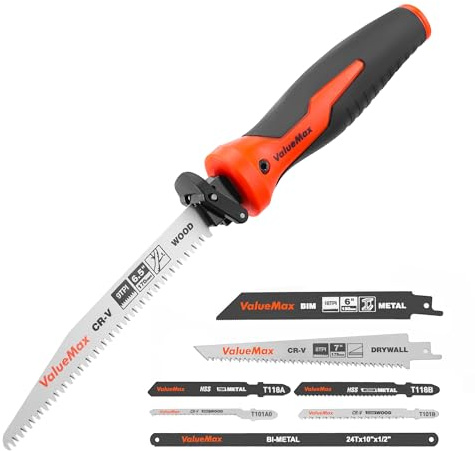 ValueMax Multifunktions-Handsäge 8-in-1, Sägehandgriff mit 8 Sägeblättern, Ergonomischem Griff, mit Sicherer Konstruktion, ideal zum Schneiden von Holz, Metall und Gipskarton