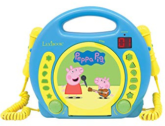 Lexibook, Peppa Pig, CD-Player, RCDK100PP | 2 Mikrofone, Programmierfunktion, Kopfhöreranschluss