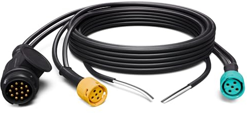 AUTOLIGHT 24 13-poliger Anhänger Kabelsatz 7 Meter + 2X 50cm DC Abgang – 8-polig belegt – Bajonett Stecksystem – spritzwassergeschützt – für PKW Anhänger & Trailer