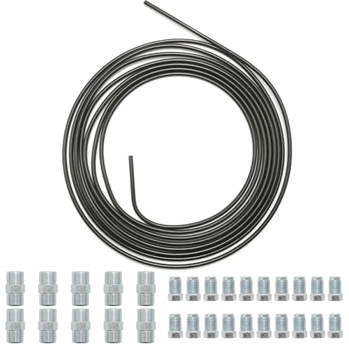 Hoypeyfiy 5 m Bremsleitung Durchmesser 4,75 mm, 20 Schrauben und 10 Verbinder, 3/16 Zoll Bremsleitungssatz für Bördelgerät