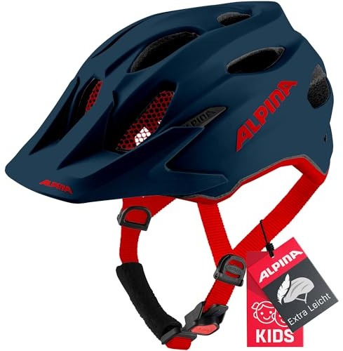 ALPINA Carapax JR. - Leichter, Robuster und Sicherer Fahrradhelm Mit Fliegennetz und Optionalen LED-Licht für Kinder, Indigo matt, 51-56 cm