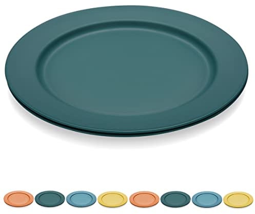 Kyraton 25cm Teller Set 8er, Abbaubar Gesunde Unzerbrechliches Plastikteller Kuchenteller für Kinder und Erwachsene, Leichte pastateller, BPA-Frei Essteller Mikrowellen