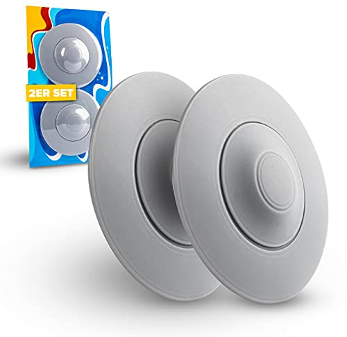 ABFLUSSHELD Universal Abflussstopfen - Waschbeckenstöpsel mit Haarsieb Funktion - Praktisches Abflusssieb Silikon - Abfluss Stöpsel Badewanne und Waschbecken - Badewannenstöpsel Gummi im 2er Set