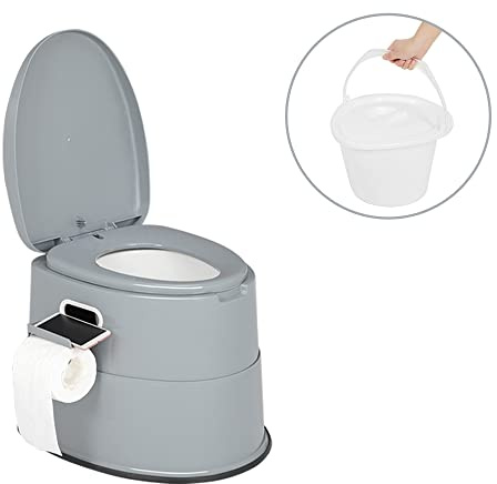 Bonnlo Campingtoilette Tragbare Reisetoilette, Abnehmbarer Inneneimer Mobile Toilette Mit Sitz, Deckel und Toilettenpapier-Halter, für Camping