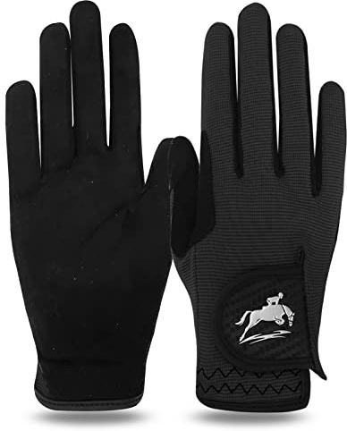 FINGER TEN Reithandschuhe Damen Touchscreen Reithandschuh Erwachsene Ladies Handschuhe Reiten Grip Reiter Fahrradhandschuhe für Reitsport Radfahren Damenreithandschuh Sports (Dunkel, M)