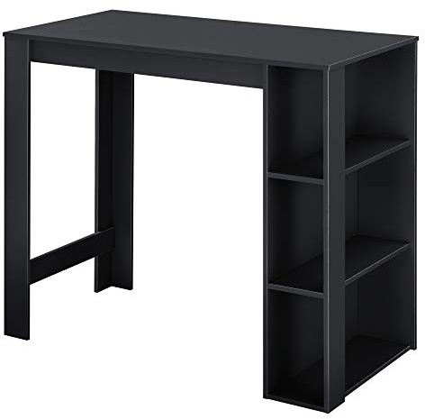 [en.casa] Bartisch Danderyd Bistrotisch Esstisch 120 x 60 x 106 cm Küchentheke mit 3 Ablagefächern Stehtisch Bartheke für Esszimmer Wohnzimmer Küche Schwarz