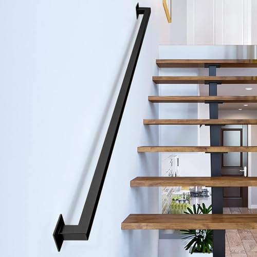 Gorssen 210cm Handläufe Handlauf Treppen Schwarz Drinnen draußen Schritte - Treppengeländer für behinderte ältere Kinder Schmiedeeisen Küchen handtuchhalter Wandhalterung