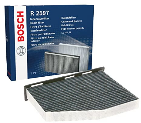 Bosch R2597 Aktivkohle Innenraumfilter - filtert Gerüche, Pollen und Staub - Ersatzfilter für bessere Luftqualität im Fahrzeuginnenraum