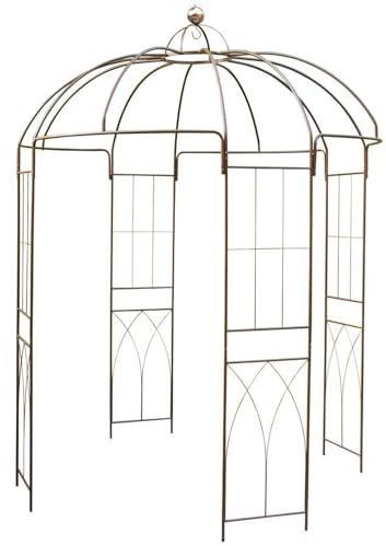 BURI Rosenpavillon Metall 270 Höhe Rankhilfe Rankgitter Rosenbogen aus Eisen, 270 x 200 x 200 cm, Gartenlaube, romantischer Gartenpavillon für Kletterpflanzen, Jasmin Hochzeitsbogen, braun