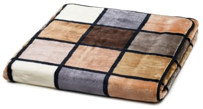 Gözze - Weiche Kuscheldecke, Cashmere Feeling, Hohes Stoffgewicht 500 g/m², Antigua, 150 x 200 cm - Taupe/Creme/Schoko