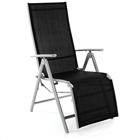 Nexos Liegestuhl klappbar mit Fußstütze Gartenstuhl Aluminium Textilene | Klappbarer Gartenliegestuhl mit Fußstütze, 7-fach verstellbare Rückenlehne, Aluminium-Gestell, Textilene-Bespannung