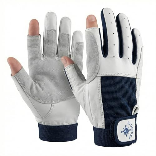 BluePort Segelhandschuhe aus Leder - 2 Finger frei XS