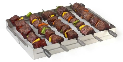 Barbecook Grillspießhalter Universal mit 5 Edelstahl-Spießen Grill Zubehör Spieß-Halterung matt spülmaschienen-geeignet