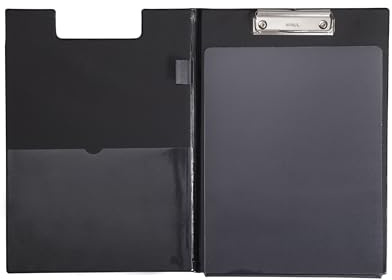 MAUL Schreibmappe A4 | Mappe aus Karton mit Folienüberzug | Dokumentenmappe A4 mit Fach für Papier und Durchschreibschutz | Dokumententasche zum Aufhängen | Aktenmappe für Büro | Schwarz
