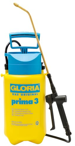 GLORIA Drucksprühgerät prima 3 | 3 Liter Gartenspritze & Drucksprüher | Kompakte Sprühflasche für Pflanzenschutz & Unkrautvernichter | Pumpsprühflasche für kleinen Garten & Balkon