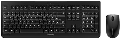 CHERRY DW 3000, Kabelloses Tastatur-Maus-Set, Deutsches Layout (QWERTZ), 2,4 GHz Funk, Flaches Design, Geräuscharme Tasten, Symmetrische Maus, Schwarz