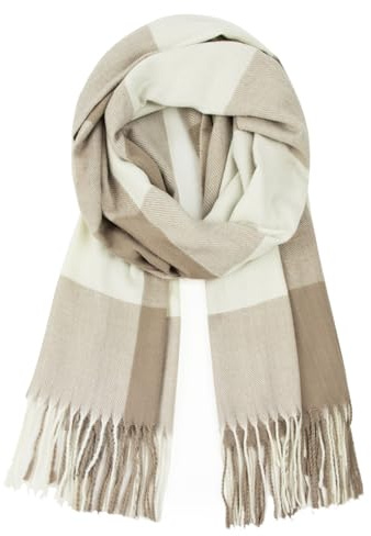 Glamexx24 Schal Damen Winter Kariert Fashion: Damen Winter Schal, Strickset Schal übergroßer Quadratisch Deckenschal Deckenschal Halstuch Streifen Muster Fransen Poncho