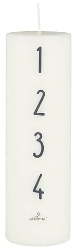Ib Laursen Adventskerze 1-4 Advent weiß mit anthrazitfarbenen Zahlen 20cm Stillenat