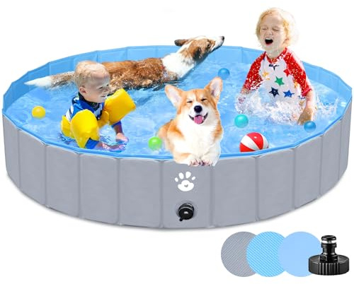 Gindoly Hundepool,Faltbare Hundepools für Kleine, Mittlere&Große,Swimmingpool Planschbecken Hundebadewanne Faltbarer für Hunde und Katzen,Abriebfest&Rutschfest-140 * 30cm