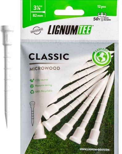 Dynatour Lignum Golf Tees Weiß 82mm - 12 Stück - Microwood mit Distance-Ring-System