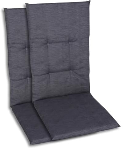 GO-DE Textil Bequeme und attraktive Polsterauflagen für Hochlehner-Gartenstühle (2er-Set, Uni anthrazit, Hochlehner)