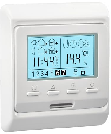 Heschen LCD Digital Wöchentliches Programmier Thermostat, HS-E806, 230VAC 3Ampere, Regler für Fußbodenheizungs Thermostate, geeignet für Wasserheizungssysteme