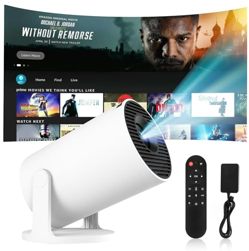 Mini projektor 4k Beamer Heimkino Videoprojektor 170 ANSI Lumen Tragbarer Projektor Wifi6/BT5.0 180° Drehbarer und Automatische Trapezkorrektur mit Android 11