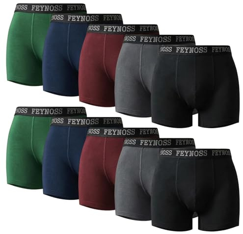 feynoss Boxershorts Herren 10er Pack - Atmungsaktive Männer Unterwäsche, Retroshorts Unterhosen Männer, XL für Fahrrad Fahren, Ball Sports