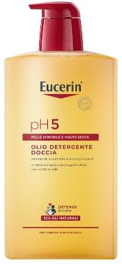 Eucerin pH5 Dusch-Reinigungsöl, 1 l, Reinigungsöl für den Körper mit natürlichen Ölen für eine sanfte tägliche Reinigung, Olivenöl für trockene und empfindliche Haut für die ganze Familie