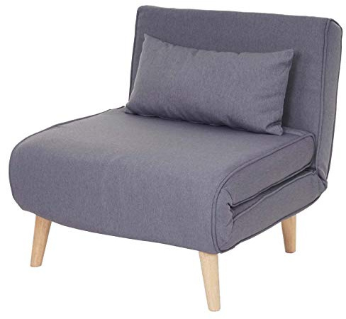 Mendler Schlafsessel HWC-D35 Stoff/Textil - hellgrau | Schlafsofa, Funktionssessel, Klappsessel, Relaxsessel, Jugendsessel, Sessel
