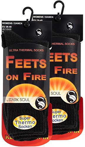 STARK SOUL FEETS on FIRE - 2 Paar Damen Ultra Thermo Socken, Warme Winter Socken, Grösse EU 36-40