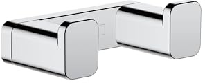 hansgrohe AddStoris - Handtuchhaken doppelt, Handtuchhalter, Bademantelhaken, verdeckte Befestigung, Badezimmer Zubehör, Chrom, 41755000