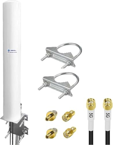 Maswell 5G 4G LTE Antenne Outdoor, 2X2 MIMO 700-6000MHz, bis zt 4,5 dBi Mobilfunk Externe AuBenantenne SMA-Stecker mit TS9, kompatibel mit fritzbox O2 Gigacube Modem Router