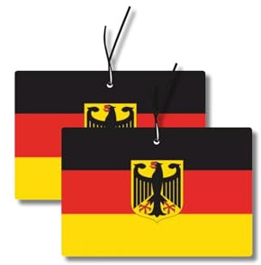 2x Duftbaum mit der Bundesflagge, Autoduft, Auto lustig Duftspender, Wagen tuning, Lufterfrischer, Duftanhänger Set Deutschland, BRD