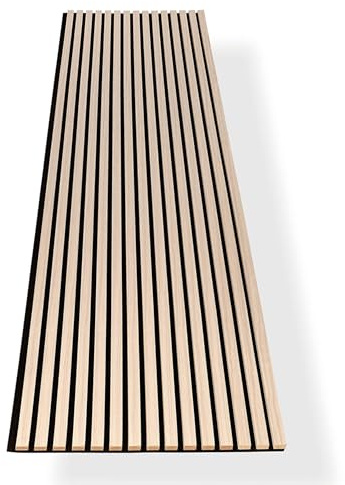 HAGEFOL® Akustikpaneele Holz 240x60 cm, Farbe: Eiche, Wandpaneele Holz, 3D Lamellenwand aus Holzfurnier auf Akustik Filz, Akustikpaneele 2400x600 mm