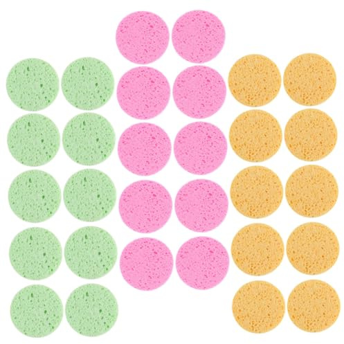 Garneck 30 Stück Runde Make Up Schwämme aus Zellulosefasern Gesichtsreinigungsschwämme 70mm Ø Peeling Pads für Tägliche Abschminkroutine Handlich für Unterwegs