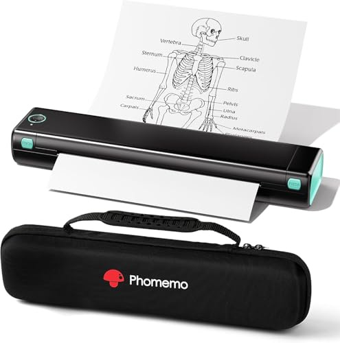 Phomemo M08F A4 Mobiler Drucker, Thermodrucker Unterstützt A4 Thermopapier, Tragbarer Drucker für Unterwegs Reisedrucker für Büro, Zuhause,mit 1 Aufbewahrungsbox