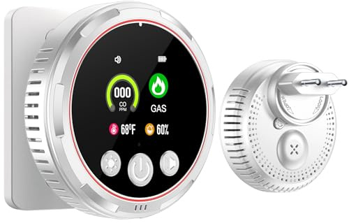 Gedsffati Gas- und CO-Melder mit Stecker für Haus, Kohlenmonoxidmelder CO-Warnmelder CO-Warner Zuhause, Gasmelder Brenngas-Warnmelder für Erdgas LPG Methan Propan Butan, Weiß, HD13-CG