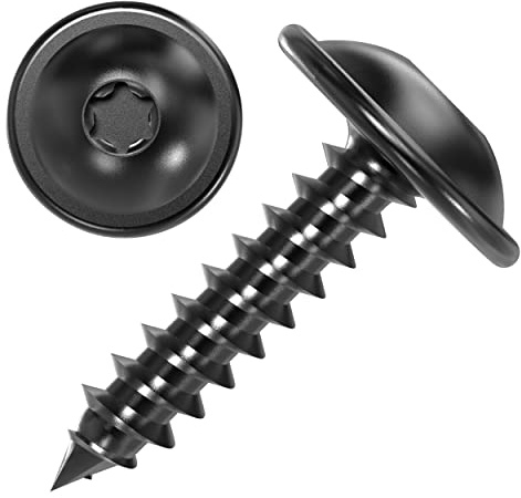 100 AUPROTEC Blechschrauben 4,8 x 25 mm Flachkopf mit Scheibe TORX schwarz verzinkt DIN 7049-4,8 x 25 mm, 100 Stück